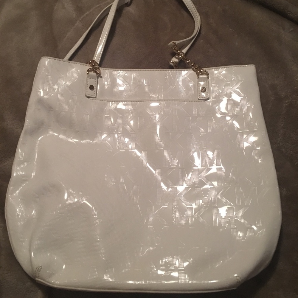 White glossy Michael kors purse